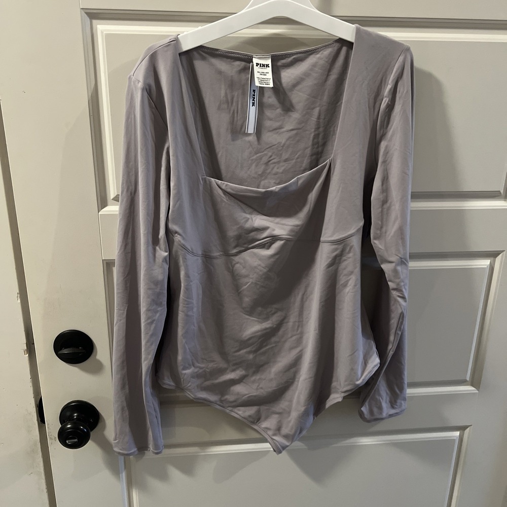 PINK Victoria's Secret Beige Long Sleeve Bodysuit